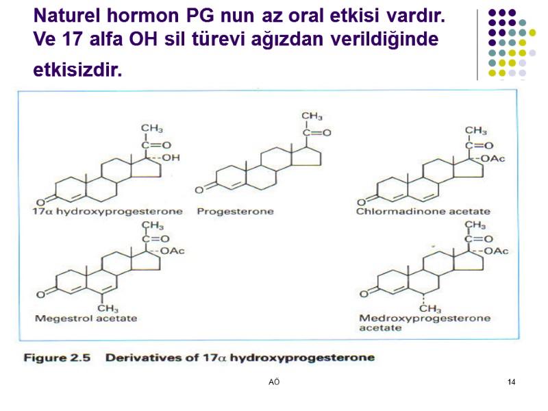 AÖ 14 17 ALFA OH PG TÜREVLERİ Naturel hormon PG nun az oral etkisi